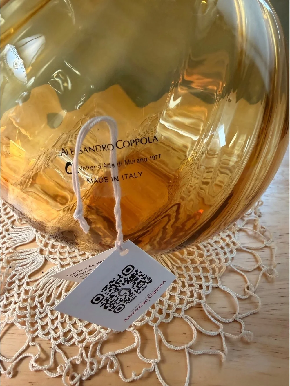 Alessandro Coppola Hand-Blown Amber Glass Vase
